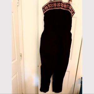 Black Romper Print Neckline